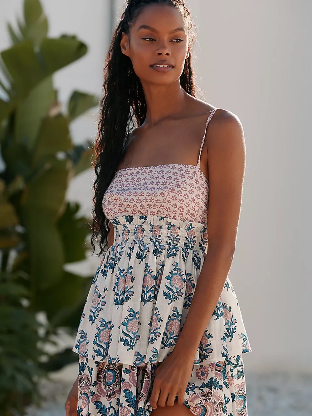 Anthropologie Celandine Straight Neck Tiered Block Print Mini Dress Size S Dres - Picture 16 of 16